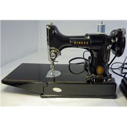 SINGER MODEL 221K  FEATHER LITE  SEWING MACHINE WITH CASE AND INSTRUCTIONS