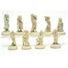 A good set of eight 19th century Dieppe ivory carvings, each a character study of a wolf in costu...