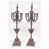 Image 1 : A pair of 19th century neo-classical bronze candelabra, each with five sconces and additional sco...