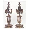 Image 1 : A pair of late 19th century ormolu and porcelain mounted 5-light candelabra with mask and rams he...
