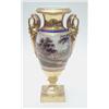 Image 1 : A 19th century French porcelain vase with Empire style gilded swan neck handles, and painted with...