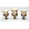Image 1 : An early 19th century bone china garniture of campana vases painted with bouquets of flowers with...