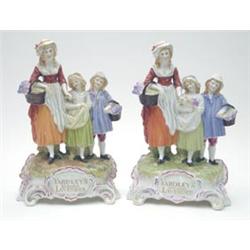 Yardley's Old English Lavender, a pair of Dresden porcelain advertising groups, on rococo style s...