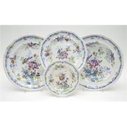 A Victorian earthenware 49-piece part dinner service consisting of 25 dinner plates, 18 side plat...