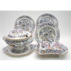 A Victorian Ashworths Ironstone 37-piece dinner service including 2-handled tureen, cover and sta...