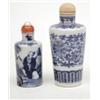 Image 1 : A Chinese blue and white snuff bottle with figural decoration, 2ins and another with floral decor...