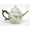 Image 1 : An early 18th century Chinese famille rose teapot and cover of bullet form painted with rams and...
