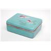 Image 1 : A Japanese cloisonne rectangular box and cover finely decorated with carp against a blue green gr...