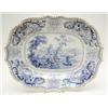Image 1 : A Minton Opaque China blue and white meat plate of lobed oval shape with egg and tongue rim, prin...
