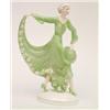 Image 1 : A Katzhutte figure of a lady in flowing green dress and holding a matching hat, 11.25ins £300-500...
