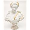 Image 1 : A late 19th century French bisque and parcel gilt bust of Madame Pompadour, on marble socle, 2ft...