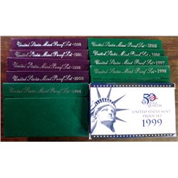 U.S. CLAD PROOF SETS OF THE 1990'S ( 10 ) SETS IN ORIGINAL PACKAGING