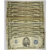 Image 1 : ( 10 ) AVERAGE CIRCULATED U.S. $5.00  SILVER CERTIFICATES, NO HOLES OR TEARS