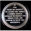 Image 1 : THE SERENITY PRAYER ON A BEAUTIFUL ONE OUNCE .999 SILVER ART ROUND,