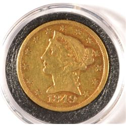 1849-C $5 GOLD LIBERTY VF+