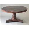 Image 1 : A Regency rosewood breakfast table with circular tilt top, on lotus carved column with triangular...