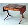 Image 1 : A Regency rosewood sofa table with boxwood strung top, D shaped flaps and two drawers, on end sta...
