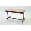 Image 1 : A William IV rosewood centre table with chequer inlaid rounded rectangular top, on spiral twist u...