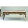 Image 1 : A Louis XVI design bronze mounted kingwood bureau plat with red leather top and 3 frieze drawers...