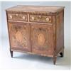 Image 1 : A 19th century Dutch walnut and mahogany side cabinet with 2 frieze drawers over shell inlaid doo...