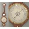 Image 1 : An early Victorian mahogany wheel barometer with boxwood stringing fitted with silvered dials and...