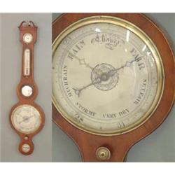 An early Victorian mahogany wheel barometer by A. Cattanio, Malton, with swan neck cresting and l...