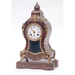 A 19th century French boullework mantel clock with ormolu mounts in Louis XV style, Japy Freres m...