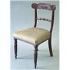 Image 1 : A William IV carved mahogany dining chair with green velvet stuffover seat and fluted tapered leg...