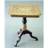Image 1 : A Victorian parquetry mahogany occasional table the square top with canted corners on turned colu...