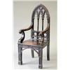 Image 1 : A pair of large Victorian oak gothic arched ecclesiastical elbow chairs with solid seats and squa...