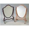 Image 1 : A Victorian walnut shield shaped skeleton toilet mirror, 15ins and a similar Edwardian mahogany m...