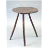 Image 1 : An 18th century elm cricket table with circular top, 1ft.8ins. £500-700...