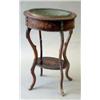 Image 1 : A late 19th century French oval floral marquetry 2 tier mahogany jardiniere, on cabriole legs, 1f...