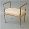 Image 1 : A Louis XVI design gilt wood dressing stool with cream upholstered seat on fluted tapered legs, 2...