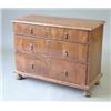 Image 1 : An 18th century walnut chest of 3 long graduated drawers, with brass drop handles on onion shaped...