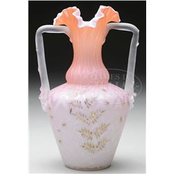 TWO SATIN GLASS VASES.
