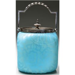 STEVENS & WILLIAMS SATIN GLASS BISCUIT JAR.