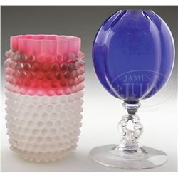 TWO ART GLASS VASES.