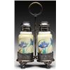Image 1 : DECORATED SALT & PEPPER IN SILVER PLATED FRAME.