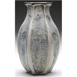 MARTIN BROS. UNDERWATER GROTESQUE VASE.