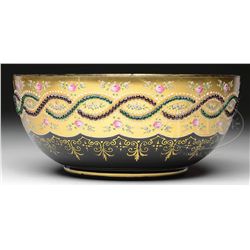 MOSER RUBY GLASS DECORATED BOWL.