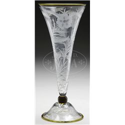 MOSER INTAGLIO CRYSTAL VASE.