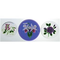 THREE TRABUCCO PAPERWEIGHTS.