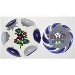 TWO PERTHSHIRE DOUBLE OVERLAY PAPERWEIGHTS.