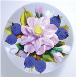 RICK AYOTTE MINIATURE FLORAL PAPERWEIGHT.