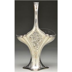 LARGE PIERCED STERLING FLOWER BASKET.