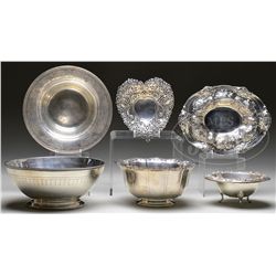 SIX ASSORTED STERLING SILVER BOWLS.