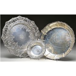 STERLING TRAY, BOWL & PLATE.