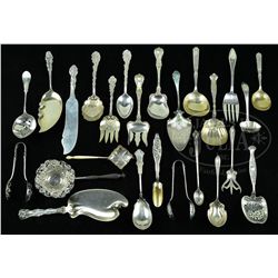 TWENTY-FIVE ASSORTED STERLING SERVING PIECES.
