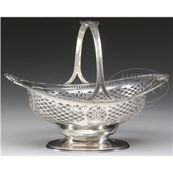 GORHAM STERLING SILVER RETICULATED FIXED HANDLE BASKET.